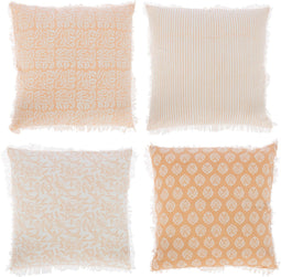 J-Line kussen Indi - textiel - zalm - 4 stuks