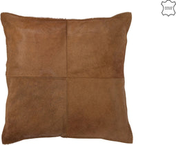 J-Line kussen Koehaar - leder - donker camel