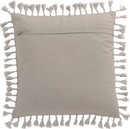 J-Line kussen Marokkaans Met Kwasten - polyester - grijs