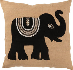 J-Line kussen Olifant - textiel - naturel/zwart - large
