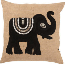 J-Line kussen Olifant - textiel - naturel/zwart - small