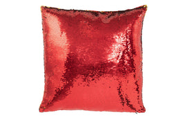 J-Line kussen omkeerbaar sequin - katoen/linnen - rood/goud