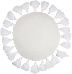 J-Line kussen Rond Kwast - polyester - wit