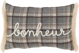J-Line Kussen Ruit Bonheur Grijs/Bruin