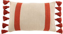 J-Line kussen Strand Groeven Rechthoek - katoen - koraal