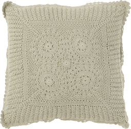 J-Line kussen Vierkant Kant - katoen - lichtgroen