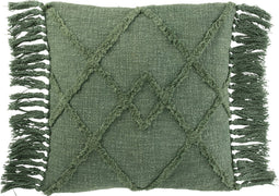 J-Line kussen Vierkant Ruit - katoen/polyester - donkergroen