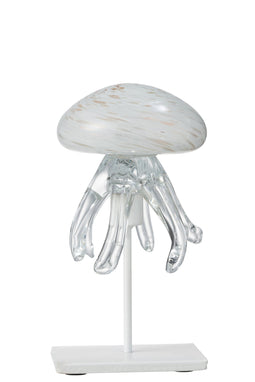 J-Line decoratie Kwal Op Voet - glas - wit/goud - small