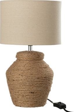 J-Line lamp Meli + Kap - keramiek/linnen - bruin - small