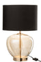 J-Line Lamp Transparant Glas/Textiel Goud/Zwart