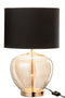 J-Line Lamp Transparant Glas/Textiel Goud/Zwart