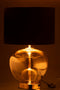 J-Line Lamp Transparant Glas/Textiel Goud/Zwart