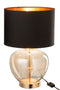 J-Line Lamp Transparant Glas/Textiel Goud/Zwart