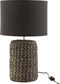 J-Line lamp Voet + Kap Dik Vlecht - cement/katoen - wit - small