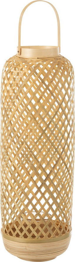 J-Line lantaarn Evi - bamboe - naturel - large
