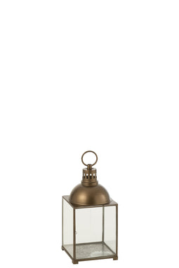 J-Line lantaarn Hagrid - glas/ijzer - brons - small