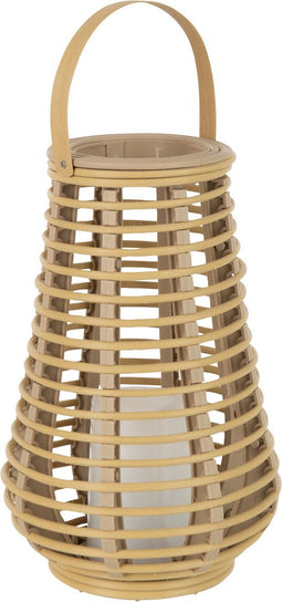 J-Line lantaarn - kunststof - beige - LED lichtjes - small