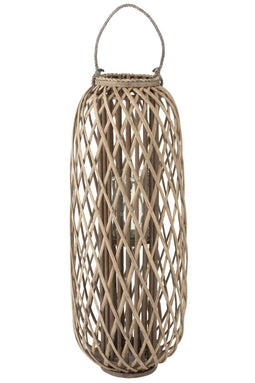 J-Line lantaarn Willow - hout - grijs - large