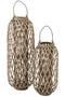 J-Line lantaarn Willow - hout - grijs - large