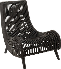 J-Line ligstoel - rotan - zwart