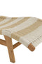 J-Line ligzetel + kussen Strepen Geweven - kunststof/teak - wit/naturel