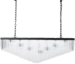 J-Line Luchter 14Lichten Rechthoek Metaal/Glas Zwart 51X122x37cm