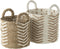 J-Line mand Chevron - jute - wit/naturel - 2 stuks