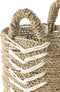 J-Line mand Chevron - jute - wit/naturel - 2 stuks