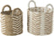 J-Line mand Chevron - jute - wit/naturel - 2 stuks