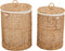 J-Line mand + deksel Was Waterhyacint - jute - naturel - 2 stuks