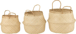 J-Line mand Intrekbaar - zeegras - wit - 3 stuks