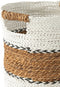 J-Line mand Laura Raffia - jute - wit/naturel - 3 stuks