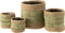 J-Line mand Rond + Band - jute - naturel/groen - large - 2 stuks