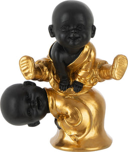 J-Line Monnik Springend Polyresine Zwart/Goud