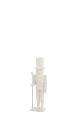J-Line figuur notenkraker Sneeuw - hout - wit - medium