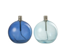 J-Line olielamp - glas - blauw - small - 2 stuks
