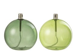 J-Line olielamp - glas - groen - large - 2 stuks