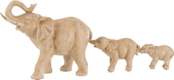 J-Line Olifant 3 Op Een Rij Poly Beige - Olifant beeld 22.00 cm hoog