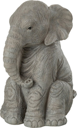 J-Line Olifant Zittend Poly Grijs Large - Olifant beeld 24.00 cm hoog