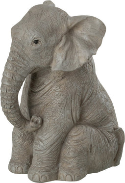 J-Line Olifant Zittend Poly Grijs Small - Olifant beeld 18.50 cm hoog