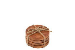 J-Line onderzetters Rond Acacia - hout - naturel - 4 stuks
