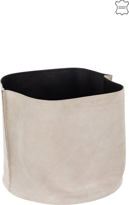 J-Line opbergmand Rond Laag - leder/textiel - beige