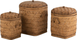 J-Line opbergmanden - bamboe - naturel - set van 3