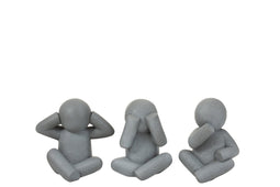 J-Line P'tit Maurice Horen/Zien/Zwijgen Magnesium Grijs Small Assortiment Van 3