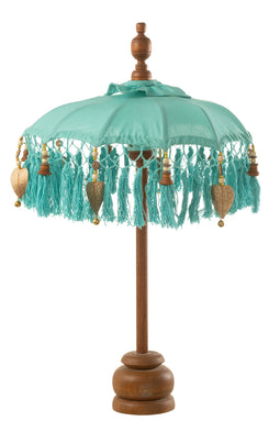 J-Line Parasol Dayu Katoen/Hout Blauw Small
