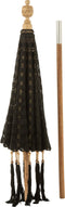 J-Line parasol Kwast - katoen - hout - zwart - large