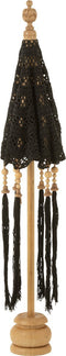 J-Line parasol Kwast + Voet - katoen - hout - zwart - small