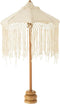 J-Line parasol Lang Franjes - hout - wit