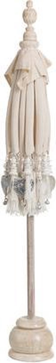 J-Line parasol + voet + kwast - katoen/hout - creme/zilver - small