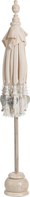 J-Line parasol + voet + kwast - katoen/hout - creme/zilver - small